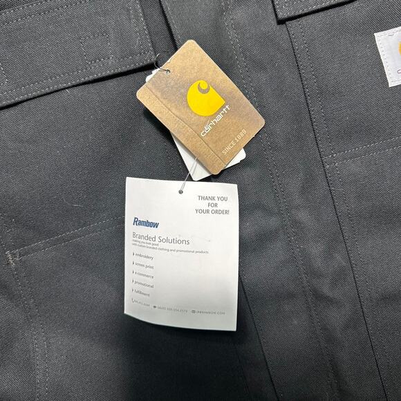 Carhartt Black Work Chore Jacket Mens Medium Tall Corduroy Collar Insulated Coat - Picture 2 of 6